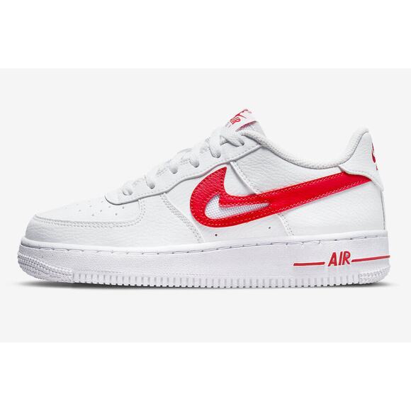 Nike Air Force 1 Low GS Cut Out White Red DR7970 100 - SIZE 5Y / 6.5 WOMENS